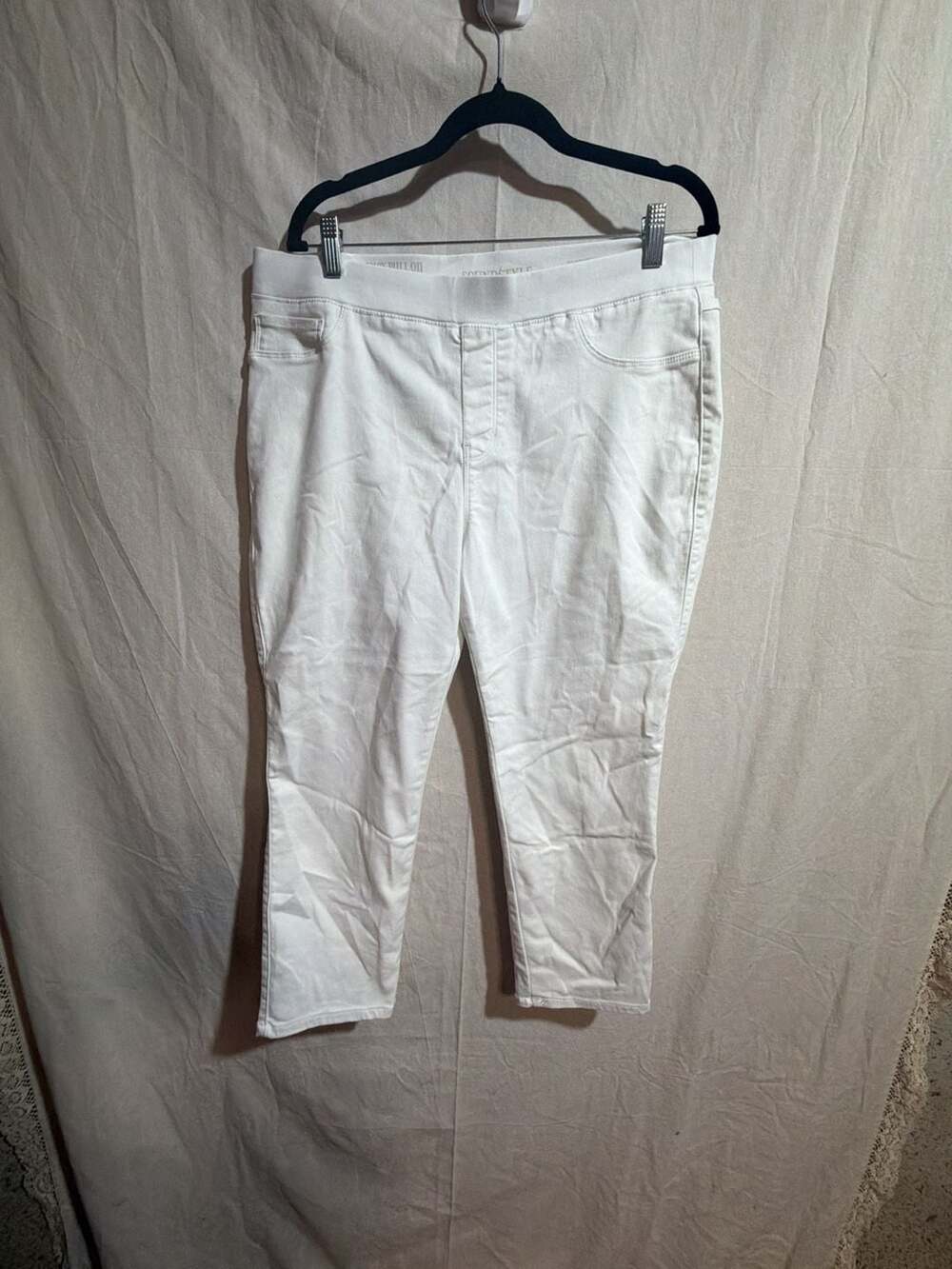 Soundstyle New York Los Angeles Women's White Pull-On Cropped Jeans Size XL